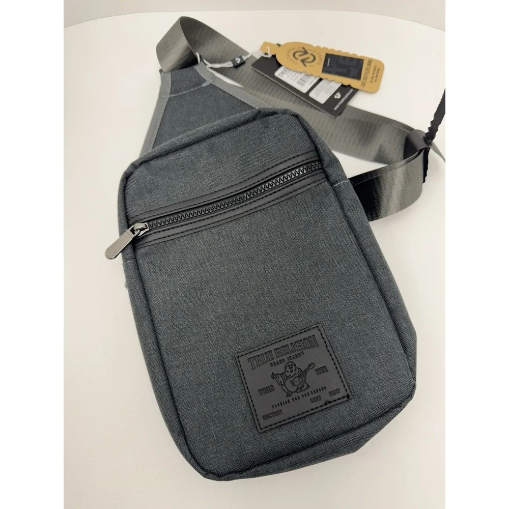 True Religion Grey Crossbody Sling Bag Chest Shoulder Pack Travel Casual YETA 2.